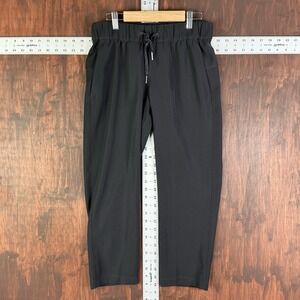 Lululemon Elastic Waist Black Drawstring Pull-On Athletic Capri Pants Womens 4‎